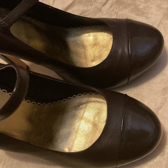 Bebe Brown Leather Mary Jane Heels - Picture 5 of 6